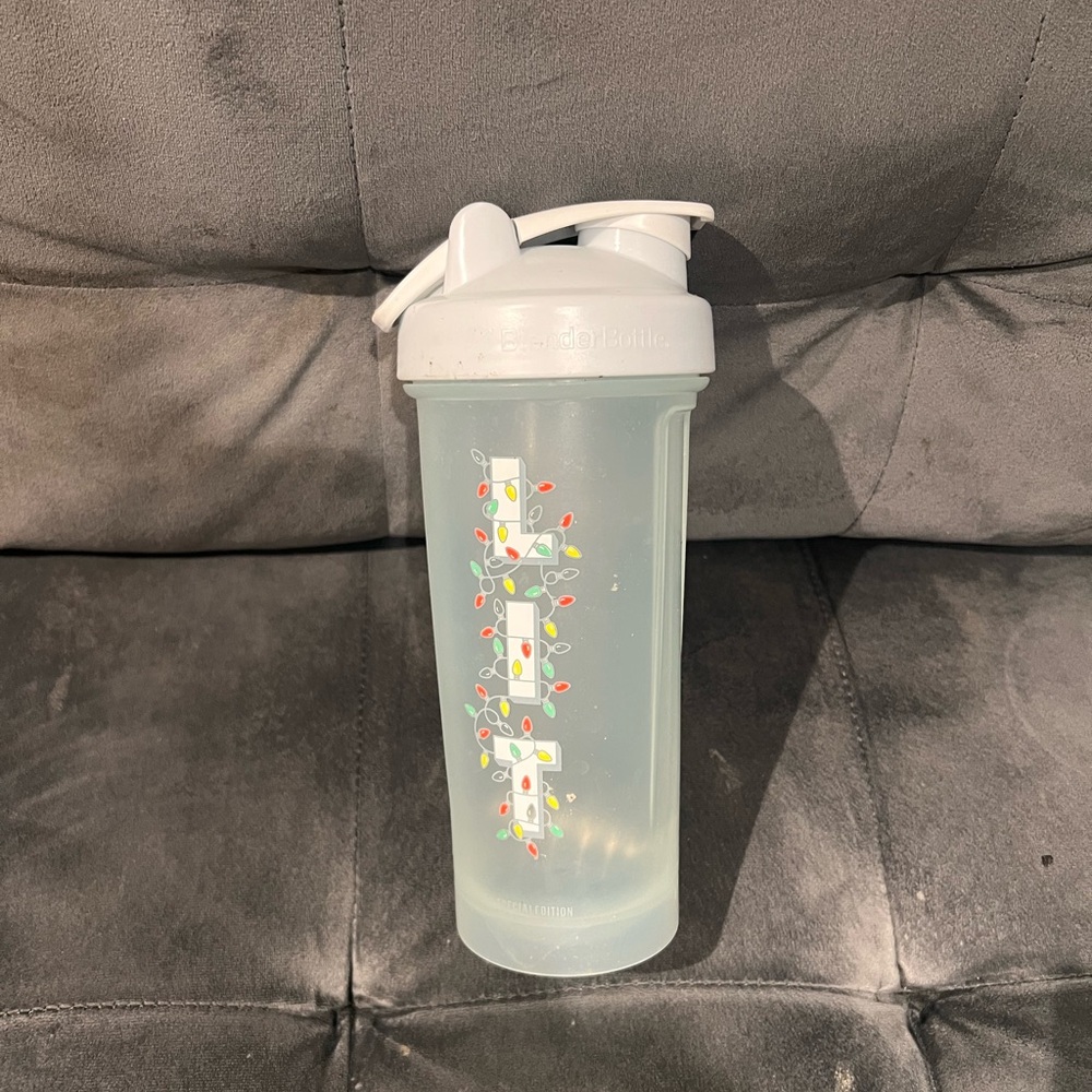 White Shaker Bottle with Festive Design